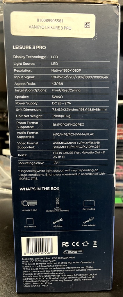 VANKYO Leisure 3 Pro Native 1080P Projector  Full HD 5G Wifi Projector with LCD Display