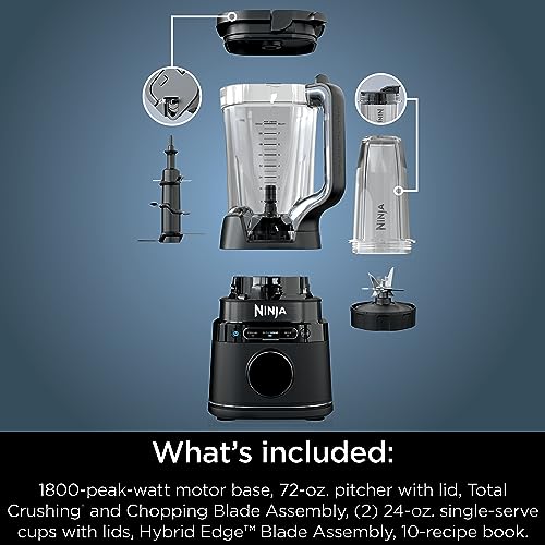 Detect Duo Power 72 Oz. 10 Speed Black Pro Blender, Single Serve Traditional Blender with Blend Sense Technology