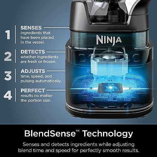 Detect Duo Power 72 Oz. 10 Speed Black Pro Blender, Single Serve Traditional Blender with Blend Sense Technology