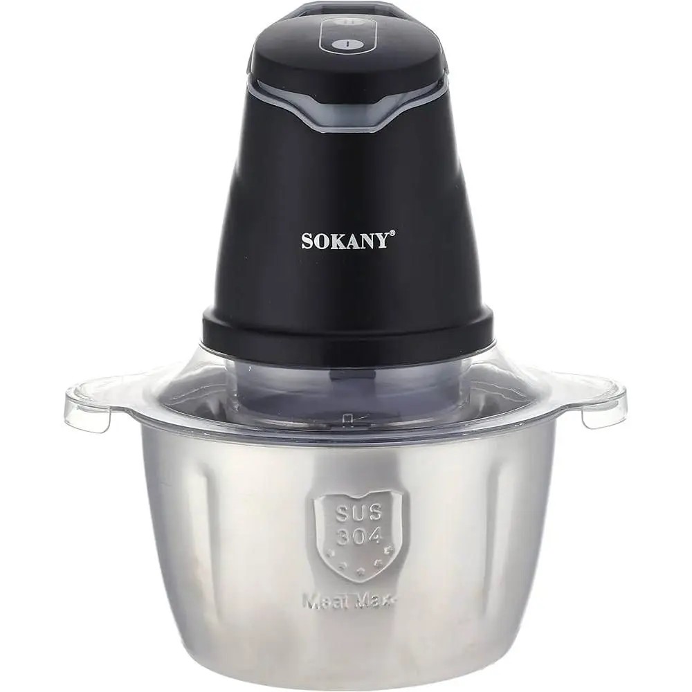 Picadora Electrica 2 L, 400 W, Triburadora De Alimentos Con 4 Cuchillas De Acero Inocidante, 2 Niveles De Velocidad. Sokany