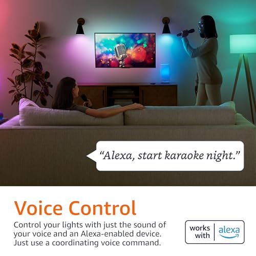 Amazon Basics - Smart A19 LED Light Bulb, 2.4 GHz Wi-Fi, 9W (Equivalent to 60W) 800LM, Works with Alexa Only, 1-Pack, Multicolor