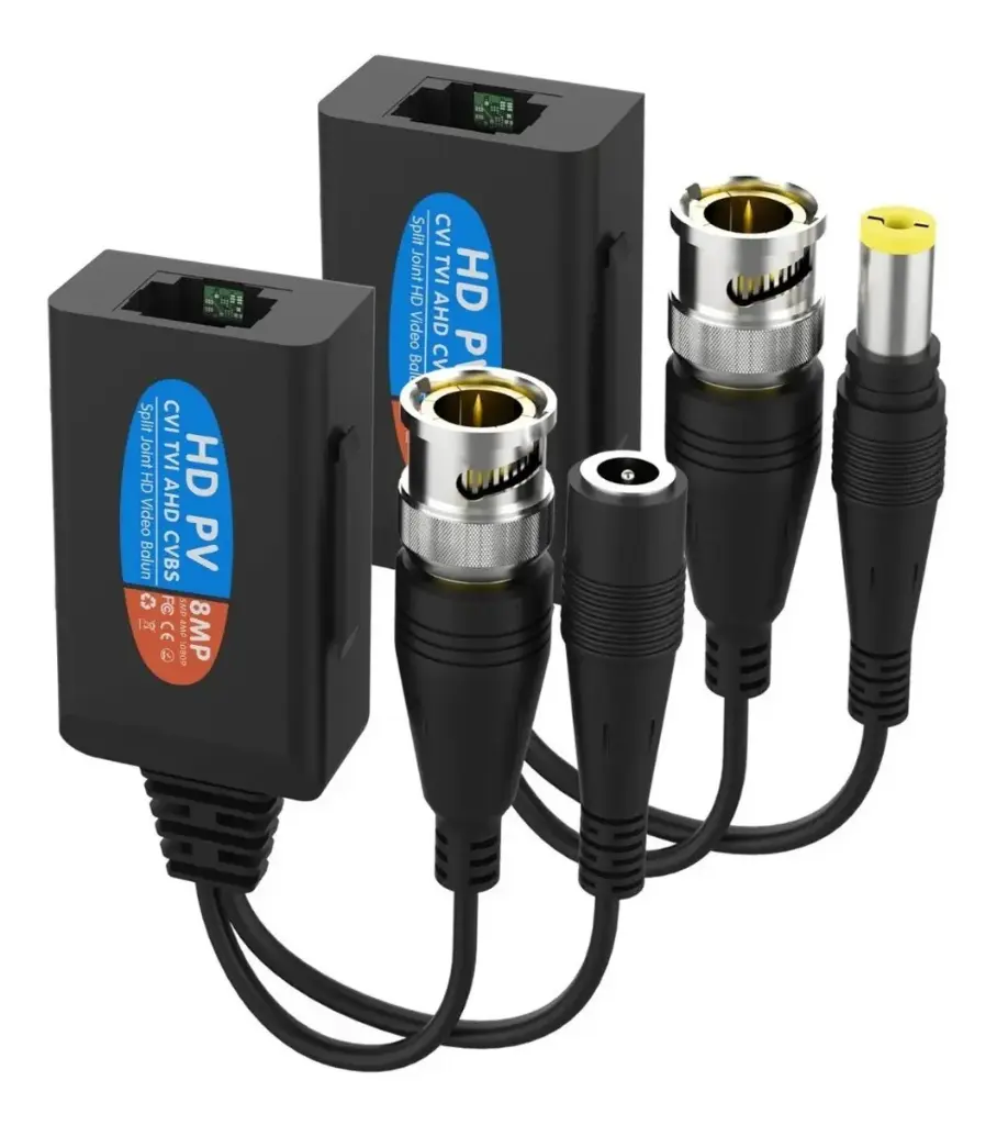 Balun de alimentacion de video CCTV BNC 