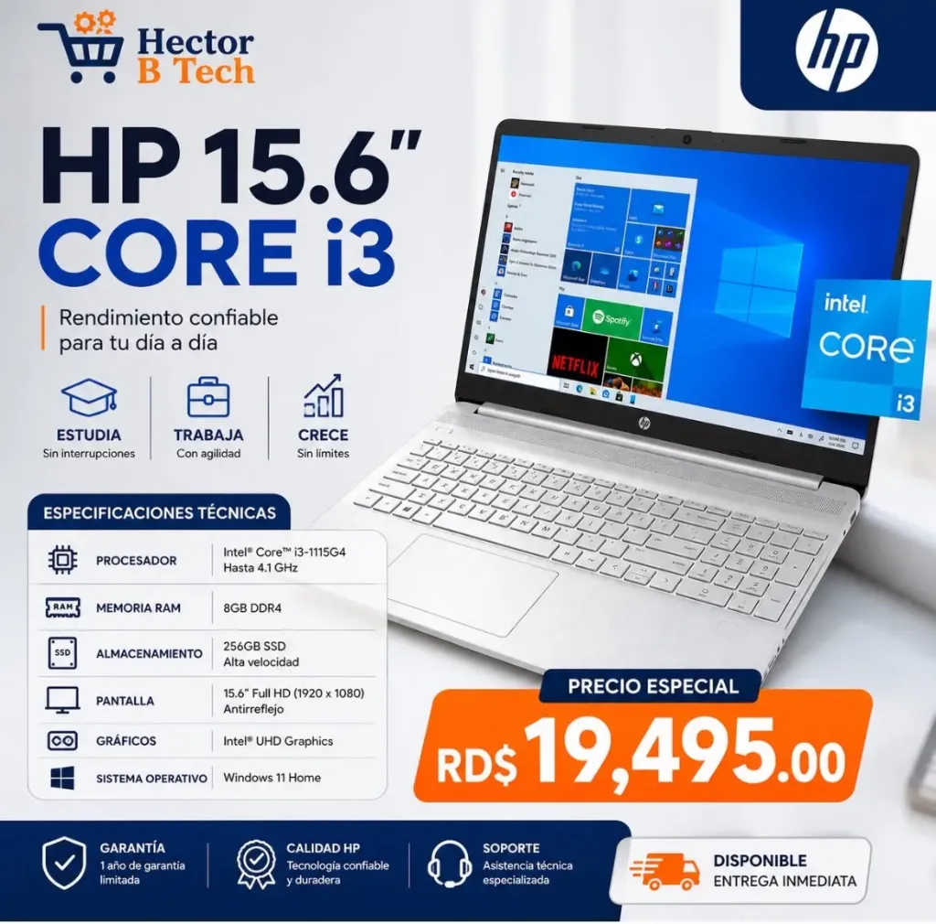 Laptop HP 15.6 Core i3-11 8GB RAM 256GB SSD