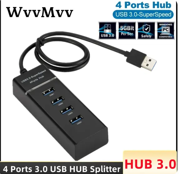 4 Ports 2.0 3.0 USB HUB Splitter High Speed