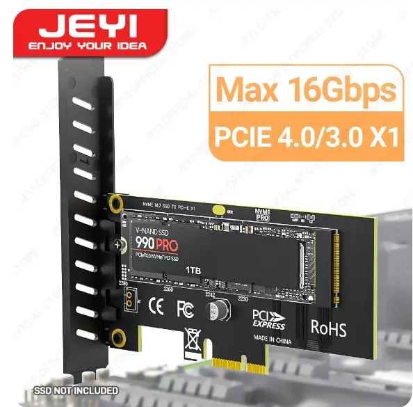 M.2 NVME SSD to PCIE X1 Adapter Card, 2280 SSD PCIe 3.0 4.0 Expansion Card for Desktop PC 
