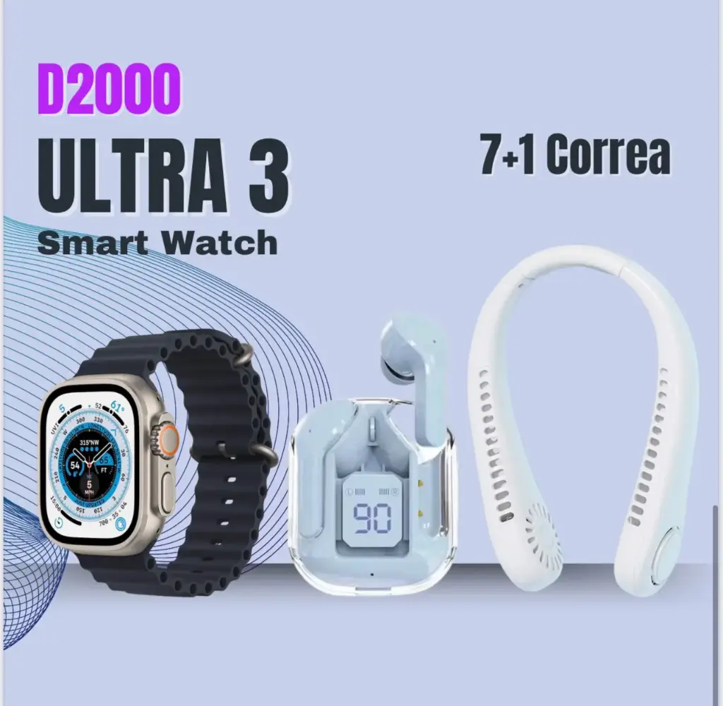 Ultra 3 Smart watch D2000+Auricular+Abanico