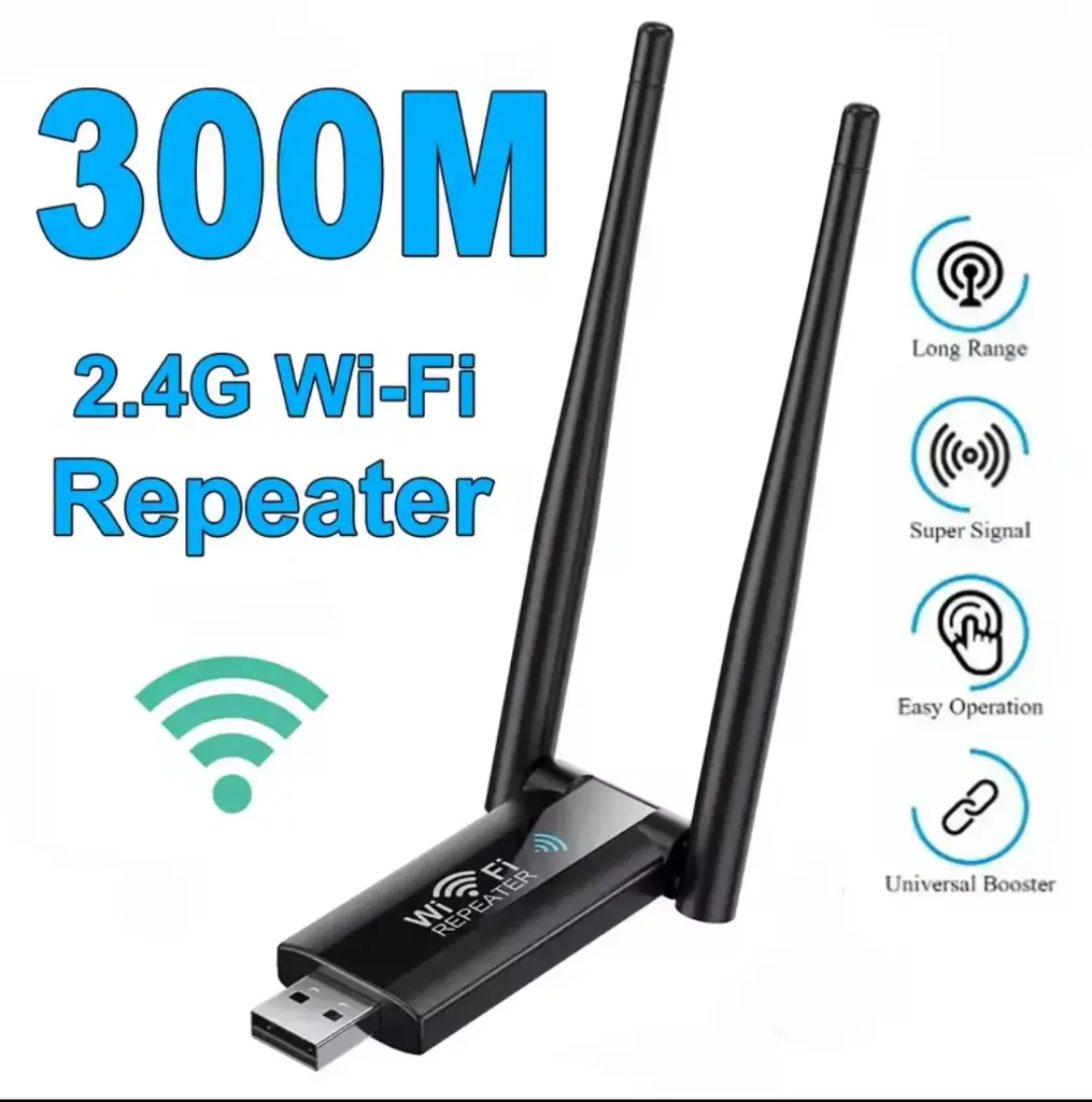 Amplificador de señal WiFi de largo alcance, enrutador inalámbrico USB de 2,4G y 300Mbps, extensor de red para el hogar
