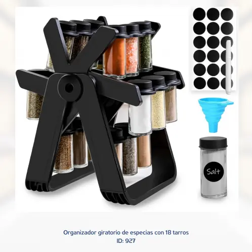 Organizador giratorio de especias con 18 tarros