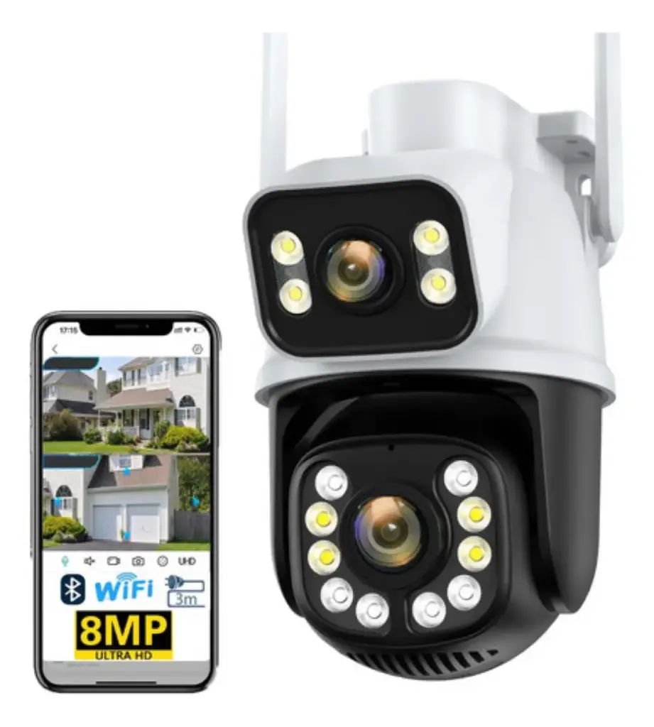 Camara de seguridad wifi 360 doble lente + 64GB SD