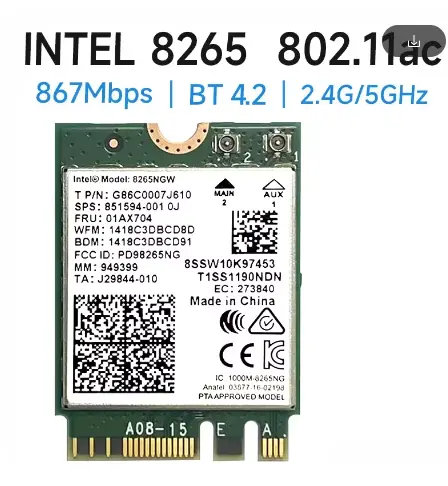 [WiFI] Inalámbrico-AC 8265, banda Dual, 2,4G/5Ghz, Wifi, Bluetooth 