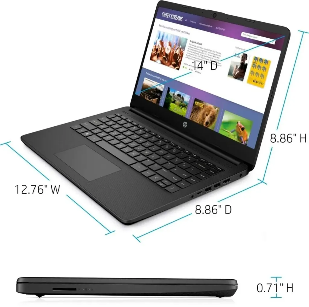 Laptop HP 14-dqoxxx procesador Intel Caleron N4120+192GB (128+64)+4GB RAM