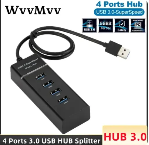 4 Ports 2.0 3.0 USB HUB Splitter High Speed