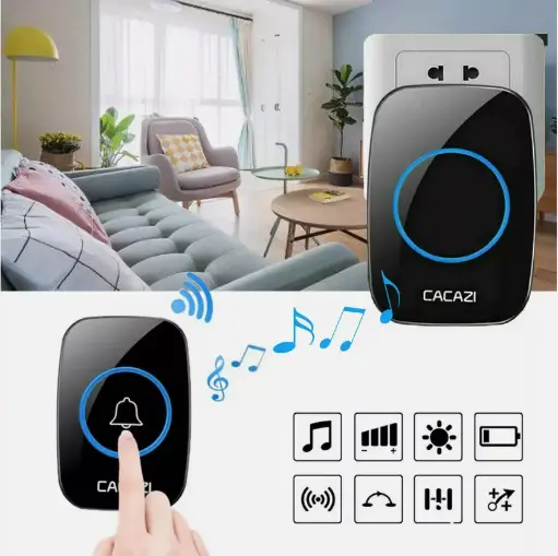 CACAZI New Wireless Doorbell Waterproof 300M Remote 