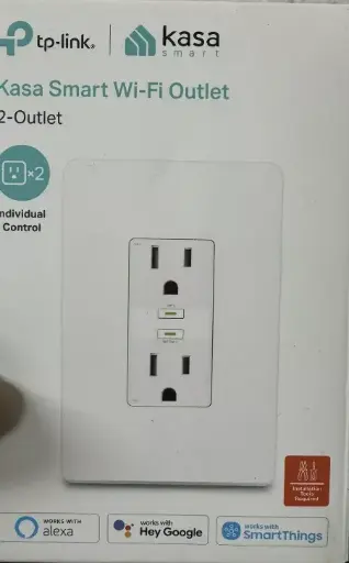 TP-Link Kasa Smart Wi-Fi Outlet 2-Outlet KP200 Individually Controlled 