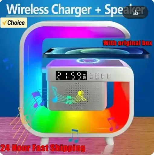 Multifunction Wireless Charger Stand Bluetooth 5.0 Speaker FM 