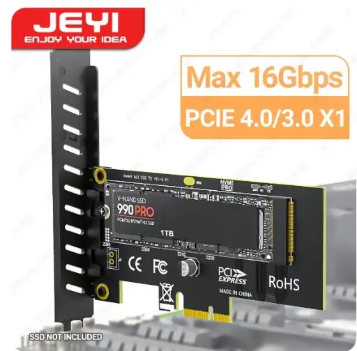 M.2 NVME SSD to PCIE X1 Adapter Card, 2280 SSD PCIe 3.0 4.0 Expansion Card for Desktop PC 