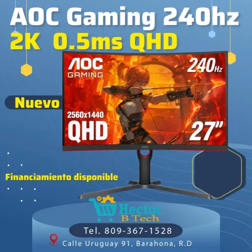 AOC QHD Gaming 240hz 0.5ms, 
